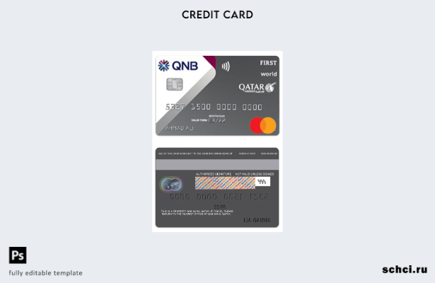 цифровая загрузка Qatar QNB Bank Qatar Airways Co, фирменный шаблон карты master